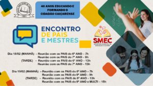 Encontro de Pais e Mestres dias 18 e 19 de fevereiro