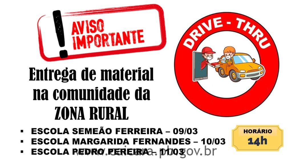 Entrega de materiais didáticos na comunidade da zona rural