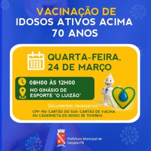 Vacinação para idosos ativos acima de 70 anos