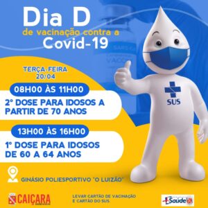 Dia D de Vacinação contra a Covid-19 nesta terça (20)
