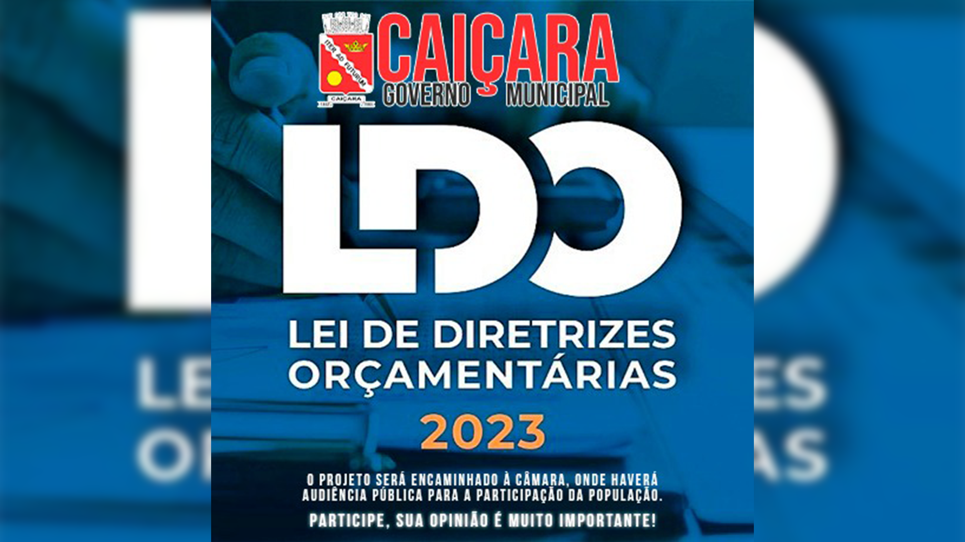 Prefeitura Municipal convida munícipes para “Audiência Pública” da LDO 2023
